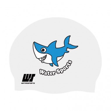 兒童鯊魚矽膠泳帽 - 白